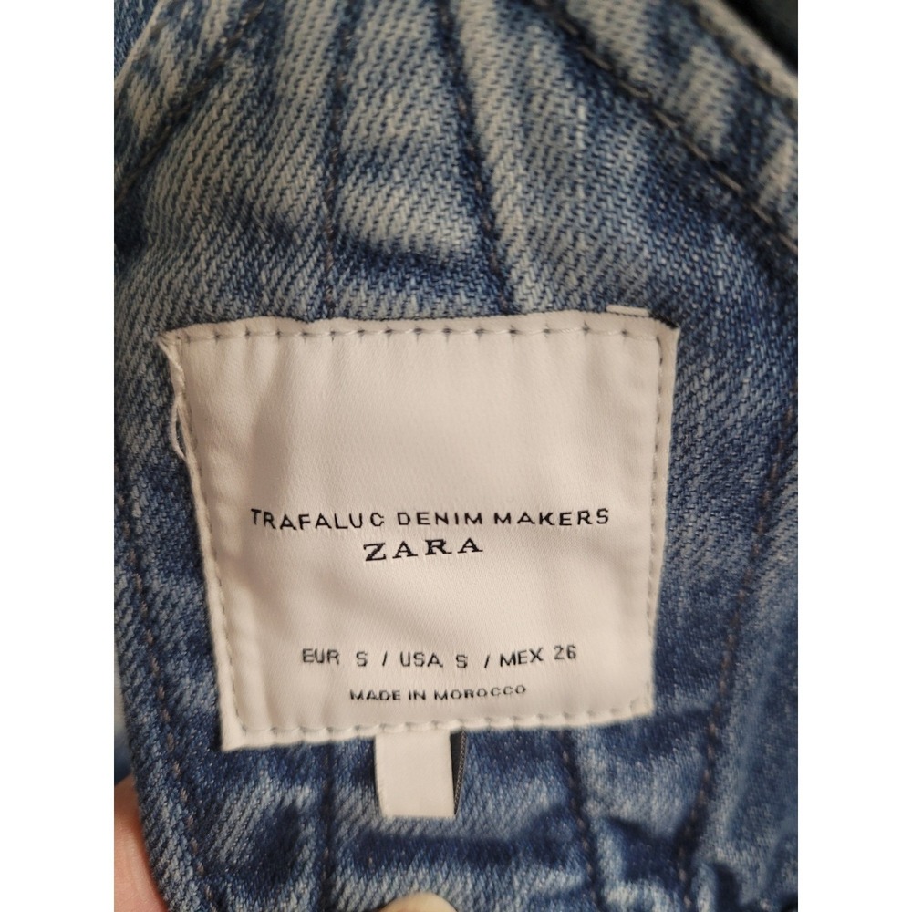 ZARA Trafaluc Overalls GRUNGE Distressed Blue Hippie Urban Streetwear Sz S - Picture 3 of 8